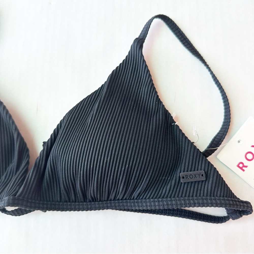 Roxy Black Ribbed Triangle Bikini Top - Picture 8 of 16